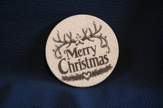 "Merry Christmas" Cork Coaster