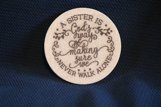 "Sister" Cork Coaster