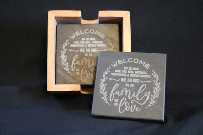 "Welcome" Black slate Coaster